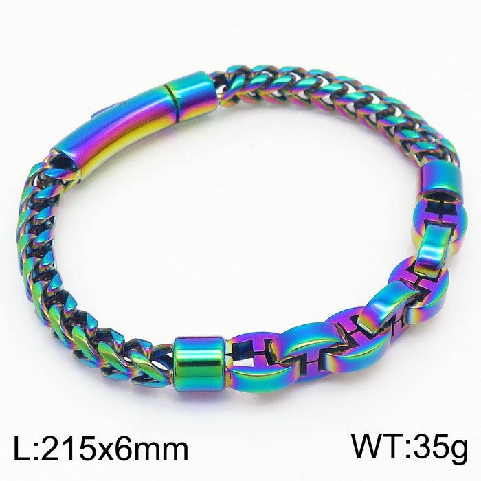 High-End Splicing Chain Bracelet for Men - Versatile Vacuum Electroplated Design