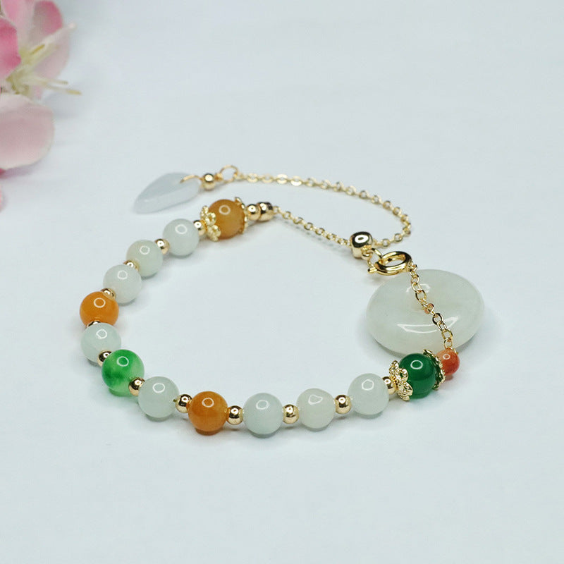 Fortune's Favor Natural Jade Sterling Silver Bracelet with Safe Buckle