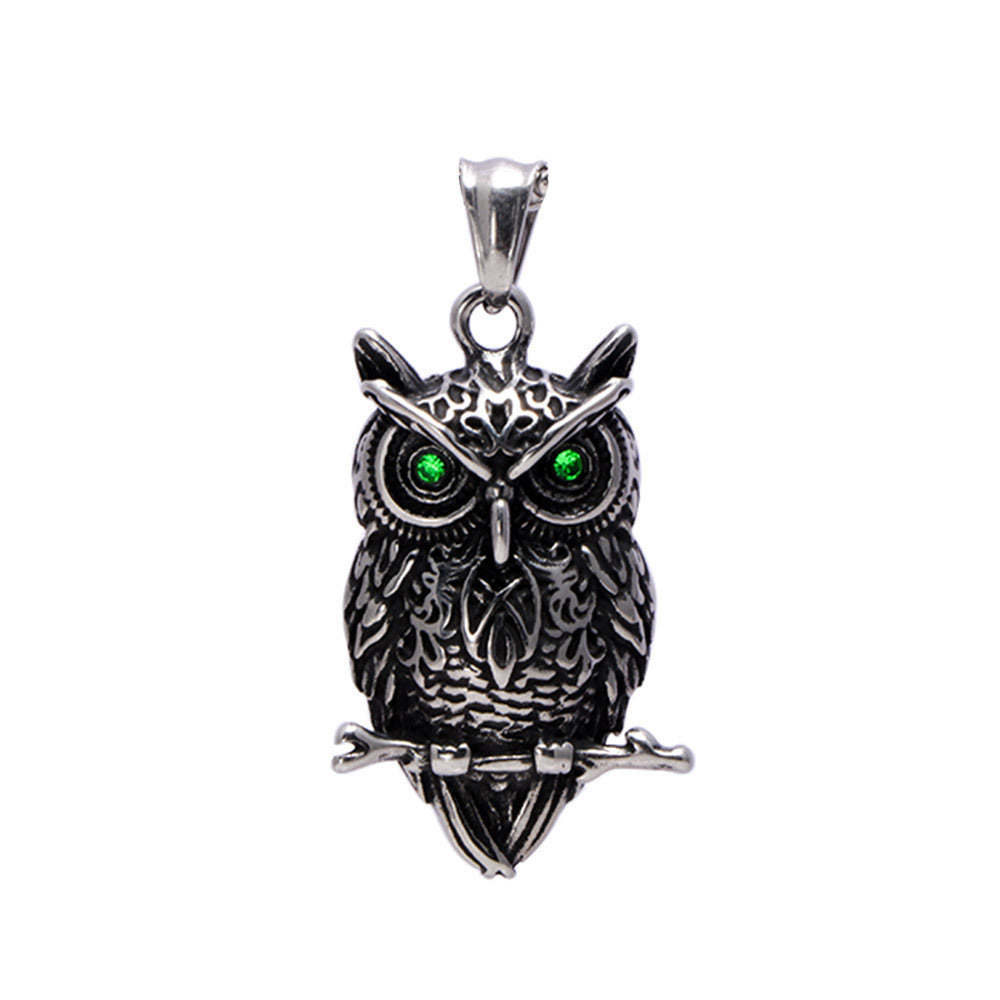 Charming Titanium Steel Owl Pendant Necklace for Literary Lovers