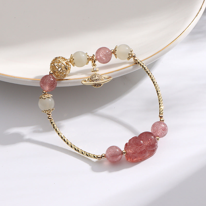 Fortune's Favor Sterling Silver Strawberry Crystal Bracelet