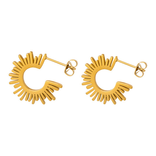 Punk Style 18K Gold Plated Titanium Steel Earrings with Unique Irregular Design for Women