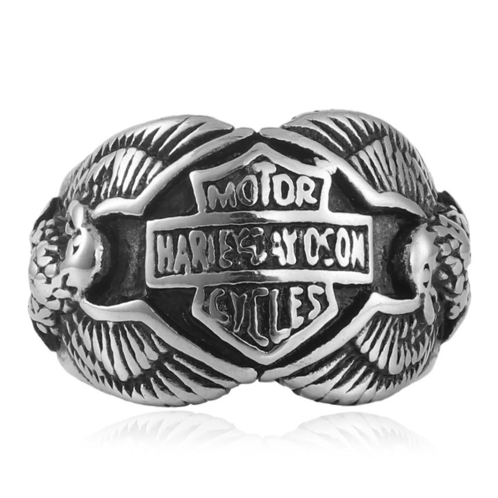 Titanium Steel Punk Eagle Ring for Men - Trendy Retro Animal Design