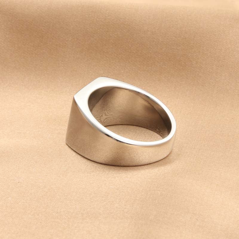 Stylish Titanium Steel Square Ring for Men - Retro Trendy Accessories