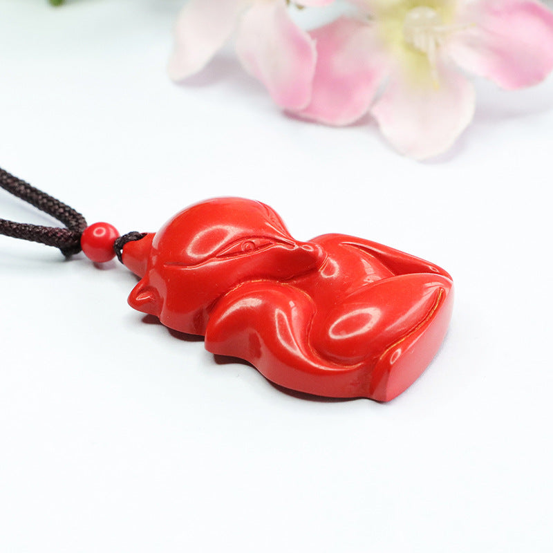 Vermilion Sand Pendant with Cinnabar Stone in Sterling Silver