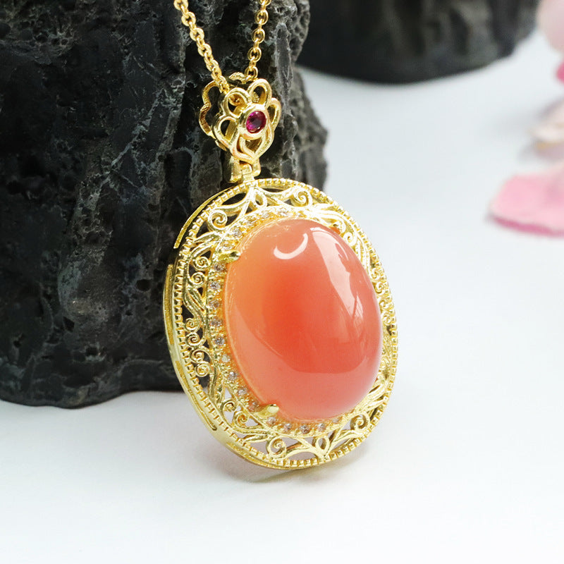 Pigeon Egg Agate Pendant Sterling Silver Necklace from the Fortune's Favor Collection