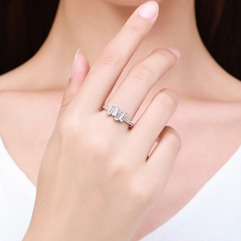 Silver Zircon Sparkle Ring for Trendy Women