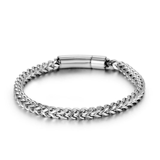 Retro-Inspired Stainless Steel Men's Bracelet - Personalized Hip-Hop Jewelry with Round Grinding Finish