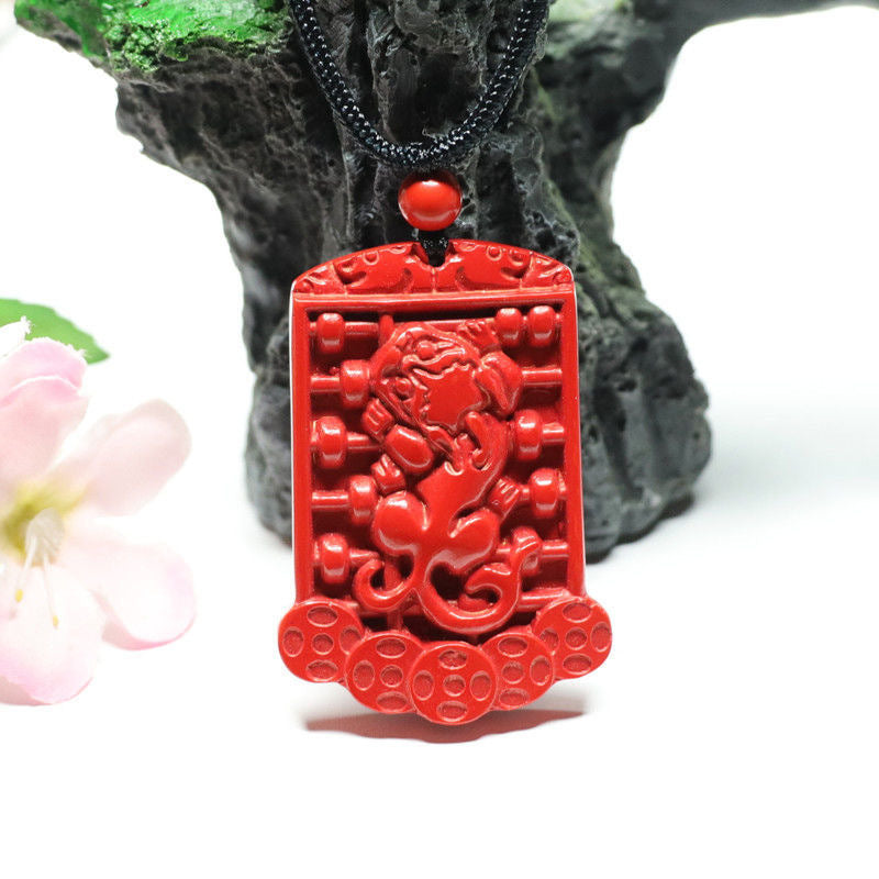 Mystical Cinnabar Pixiu Abacus Red Sand Pendant Jewelry