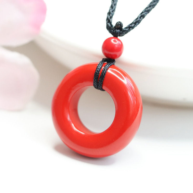 Cinnabar Peace Ring Pendant Red Sand Pendant Jewelry