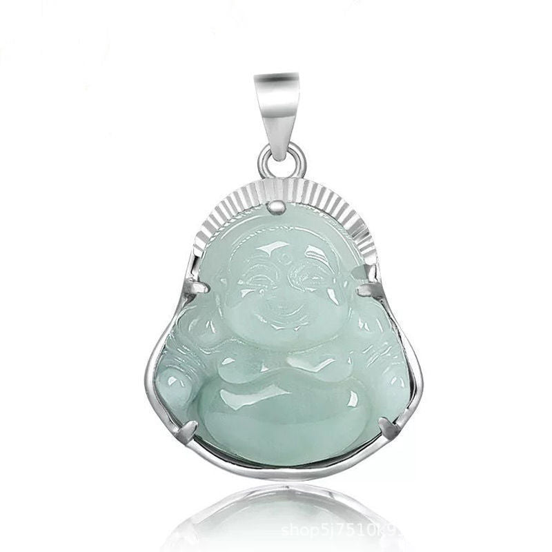 Sterling Silver Myanmar Jade Buddha Pendant