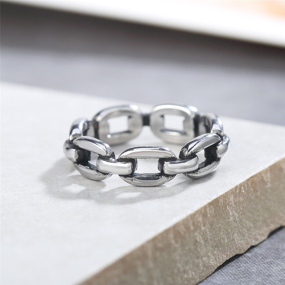 Everyday Genie Titanium Steel Ring - Minimalist Cool Wind Chain Design