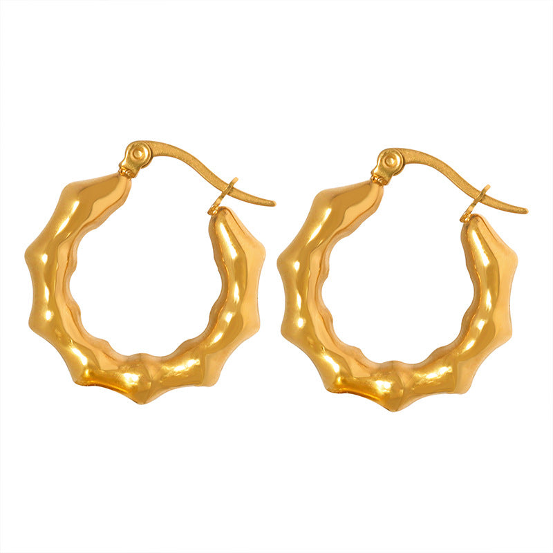 European and American Vintage Gold Plated C-shaped Earrings for Women