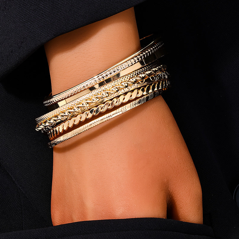 Bohemian Ripple Metal Bracelet Set - Vienna Verve Collection