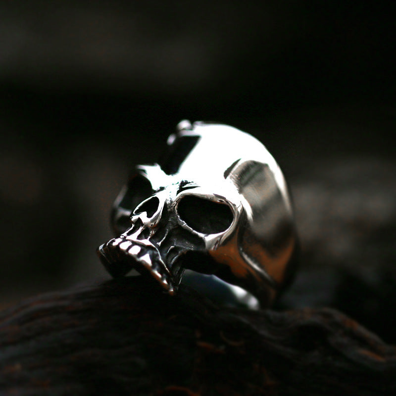 Titanium Steel Viking Skull Ring for Men - Retro European and American Style