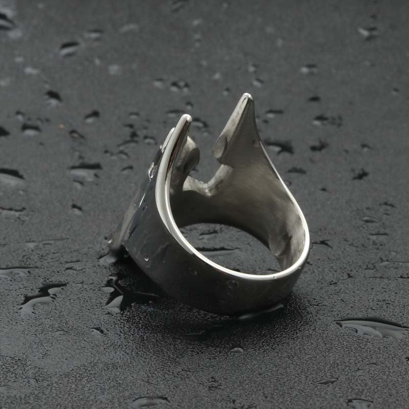 Titanium Steel Warrior Mask Ring - Retro Punk Jewelry for Men