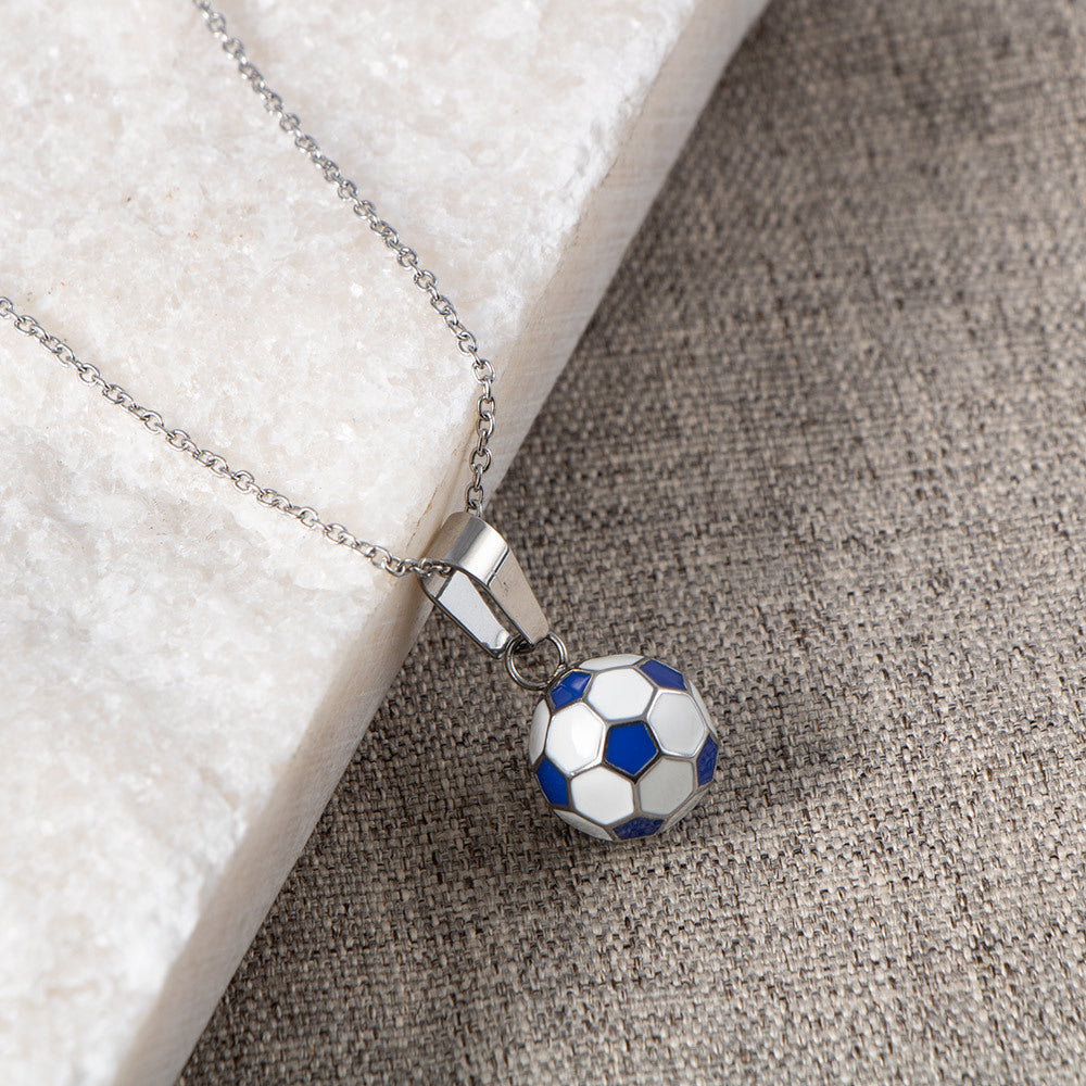 Titanium Steel Football Passion Necklace with Epoxy Pendant for All Fans