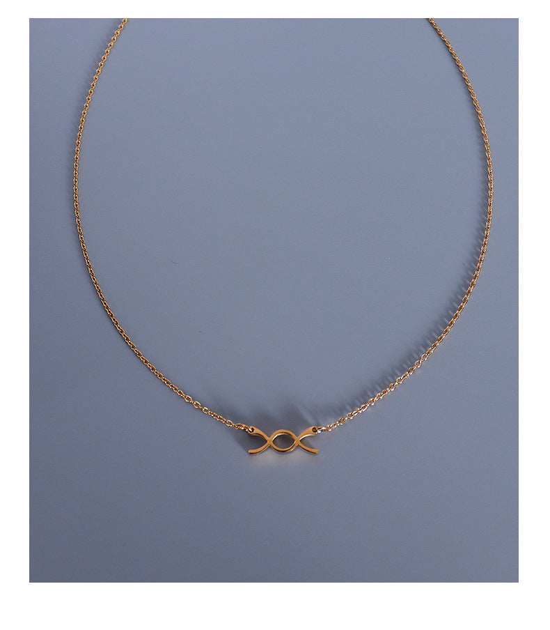 Elegant French Loop Bow Necklace with Titanium Steel Chain