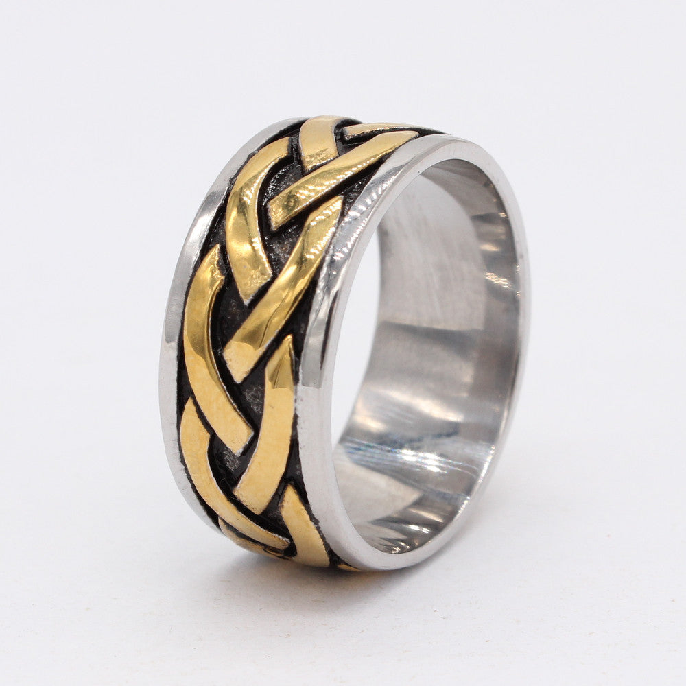 Retro Woven Viking Titanium Steel Ring for Men