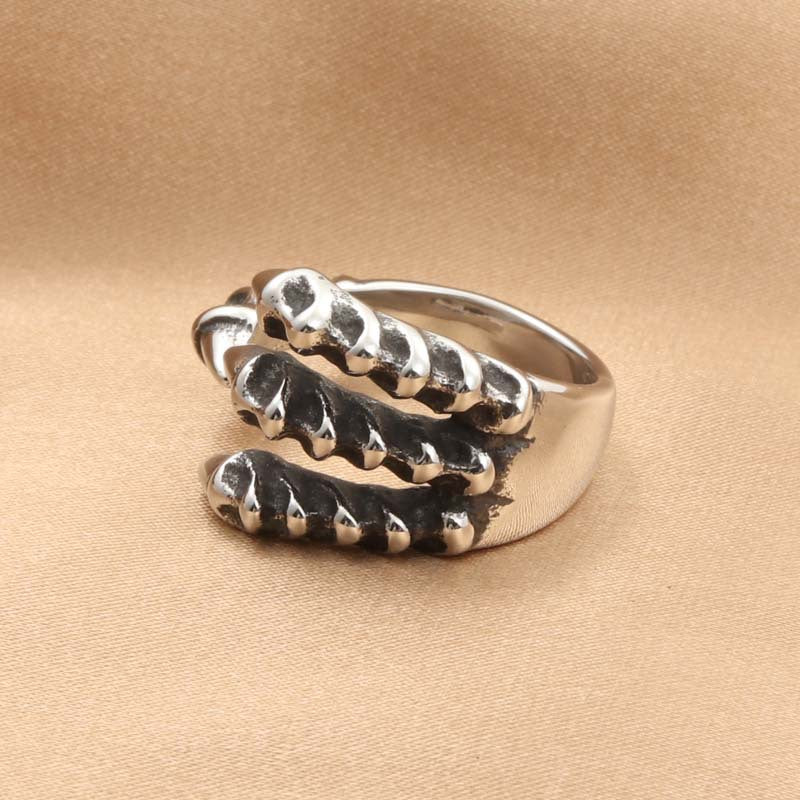 Titanium Steel Dragon Claw Ring for Men - Retro Trendy Accessory