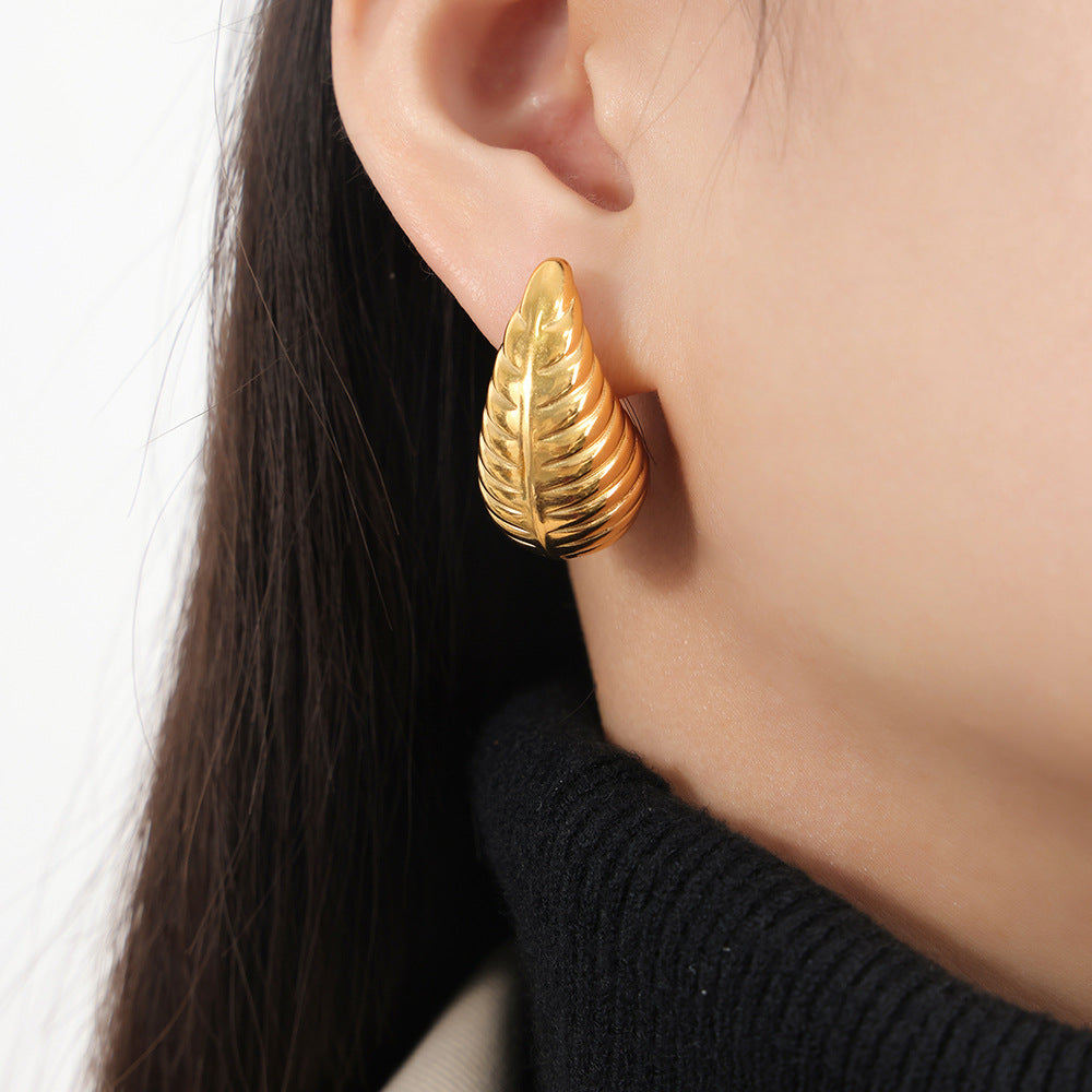 Golden Water Droplet Textured Earrings - Elegant Women's Accessories from Planderful