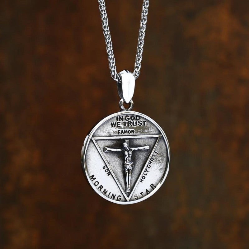 Vintage Melon Seed Buckle Titanium Steel Pentagram Pendant for Men - Statement Jewelry