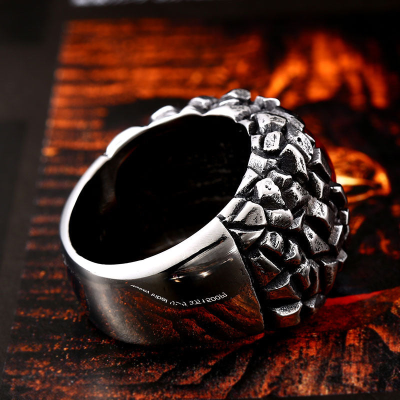 Retro Devil's Eye Titanium Steel Ring for Men - European and American Stainless Steel Design