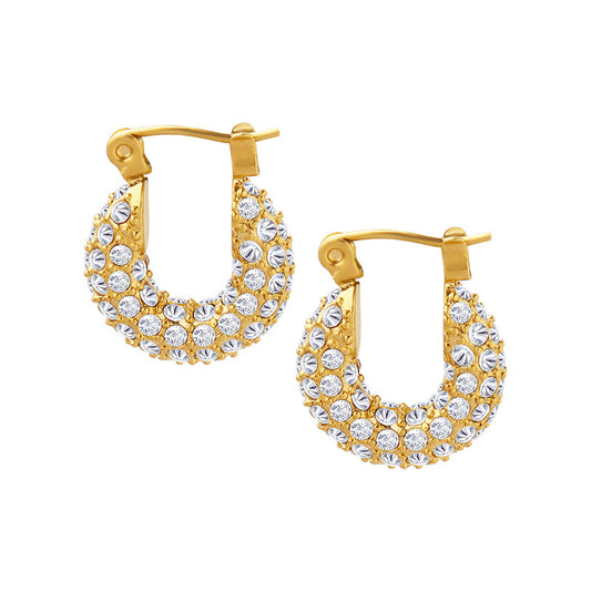 Zirconia Embellished U-Shaped Earrings - Everyday Genie Collection