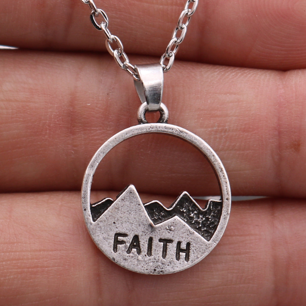 FAITH Metal Pendant Necklace with O-shaped Chain Detail for Men - Wholesale Manufacturer Direct Supply