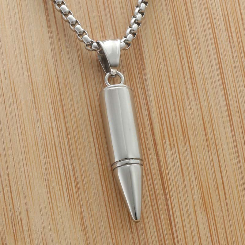 Titanium Steel Bullet Pendant Necklace for Men - Retro Punk Style by Planderful