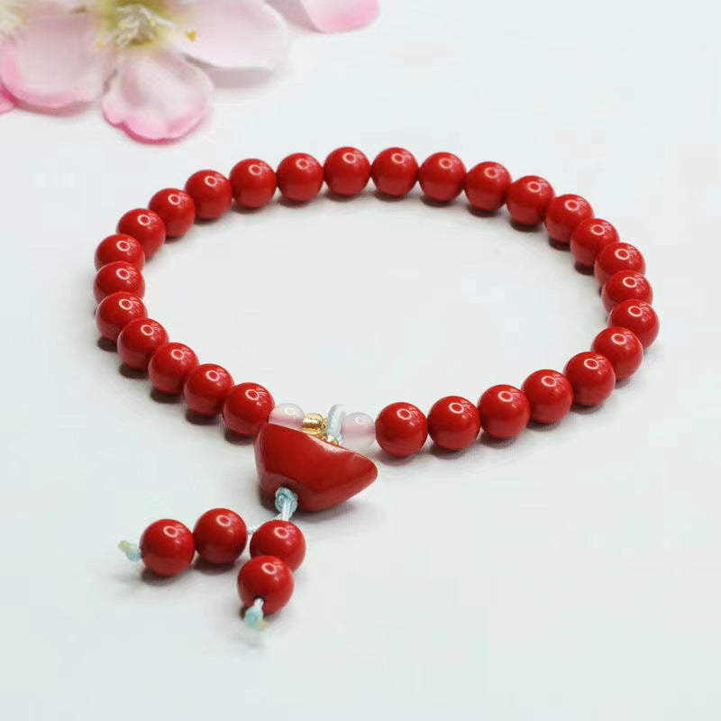 Red Cinnabar and Sterling Silver Bracelet