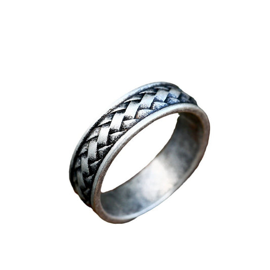 Nordic Viking-Inspired Woven Titanium Steel Ring for Men - Elegant Wholesale Stainless Steel Collection