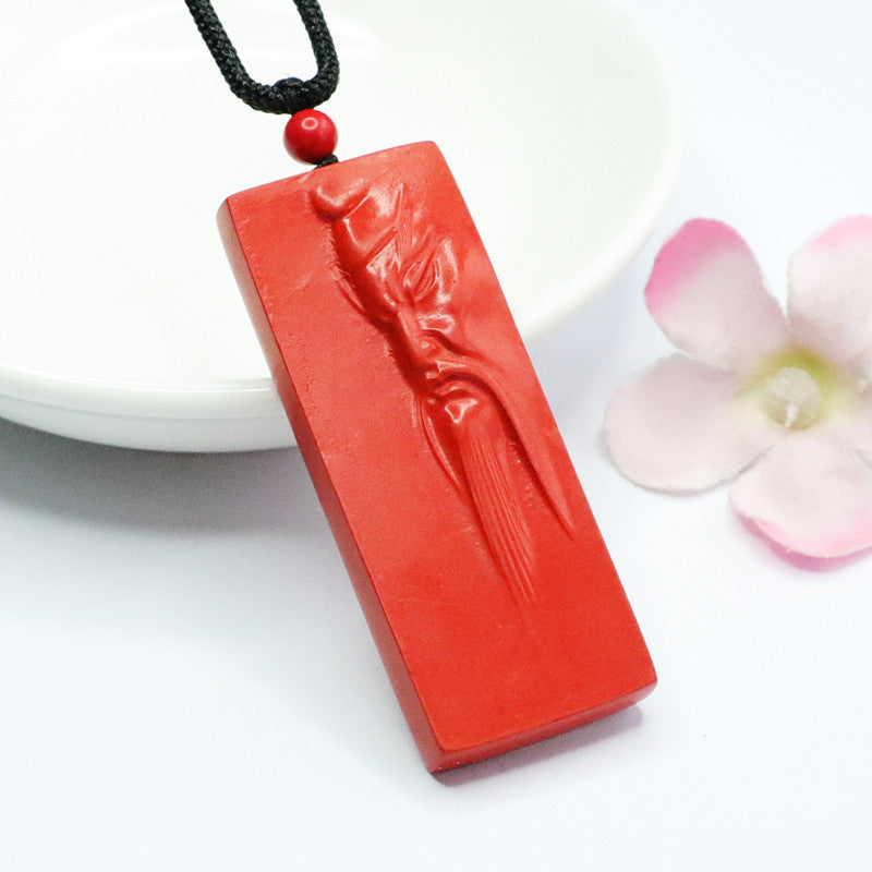 Red Cinnabar Sterling Silver Rectangle Pendant