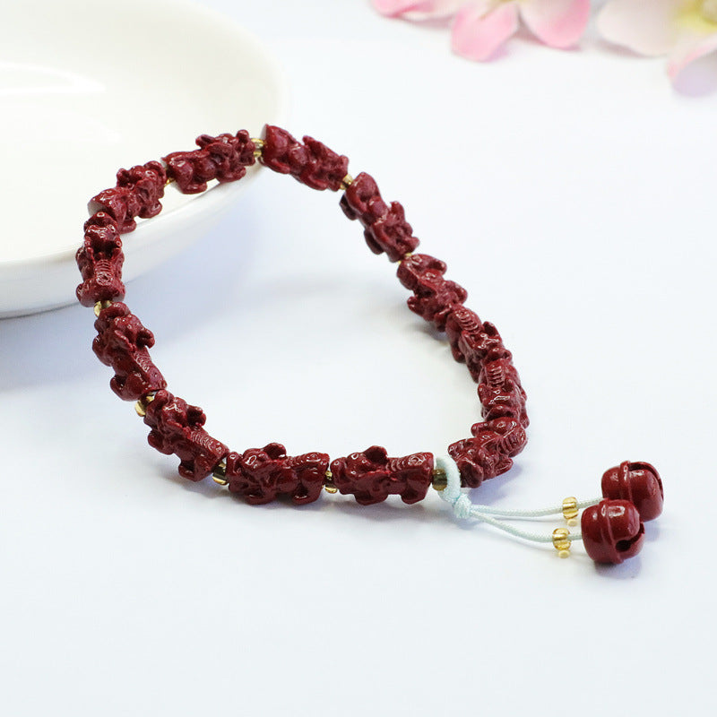 Purple Gold Sand Pixiu Cinnabar Bracelet