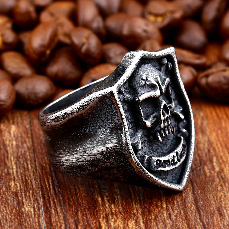 Retro Good Luck Skull Ring for Men - Durable Stainless Steel Jewelry in Sizes 7-13