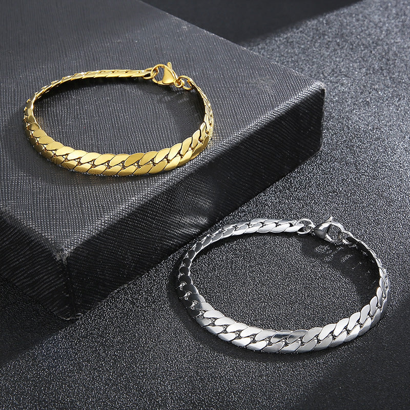 Stylish Men's Electroplated Stainless Steel NK Chain Bracelet - Ins Korea Design