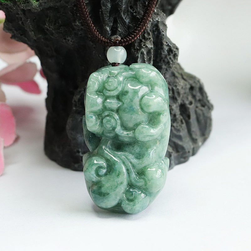 Jade Fortune Pixiu Sterling Silver Pendant