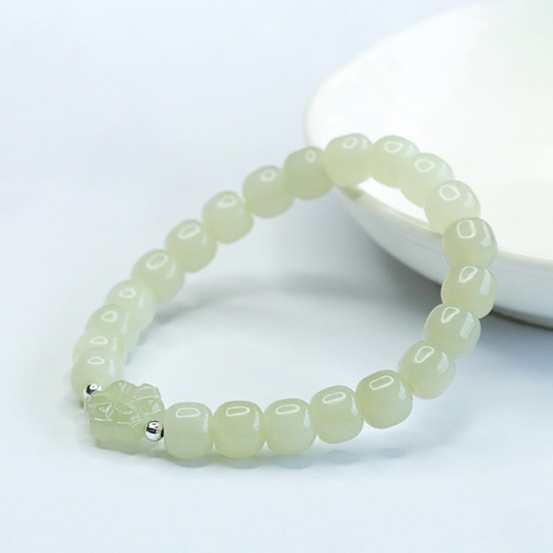 Fortune's Favor Sterling Silver Jade Bead Bracelet for Women