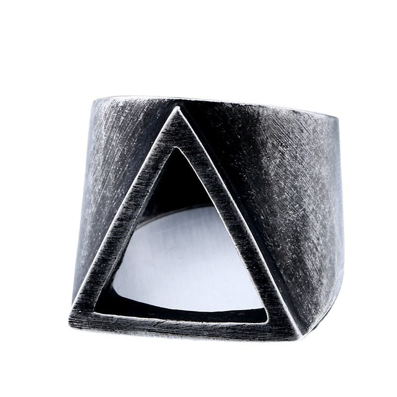 Men's Unique Triangle Hollow Stainless Steel Ring - Retro Fashion Accessory