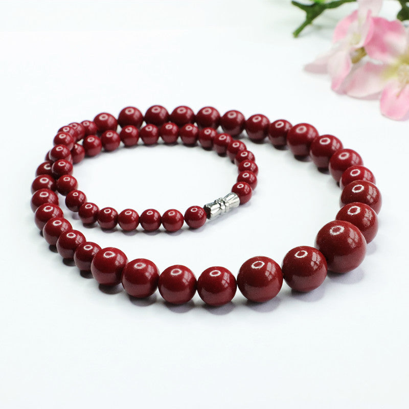 Cinnabar Necklace Different Sizes Beads Chain Jewelry