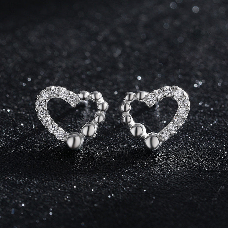 Elegant S925 Sterling Silver Irregular Heart-shaped Earrings for Women