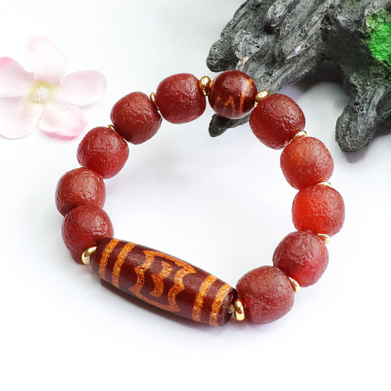 Heavenly Bead Red Agate Bracelet with Sterling Silver