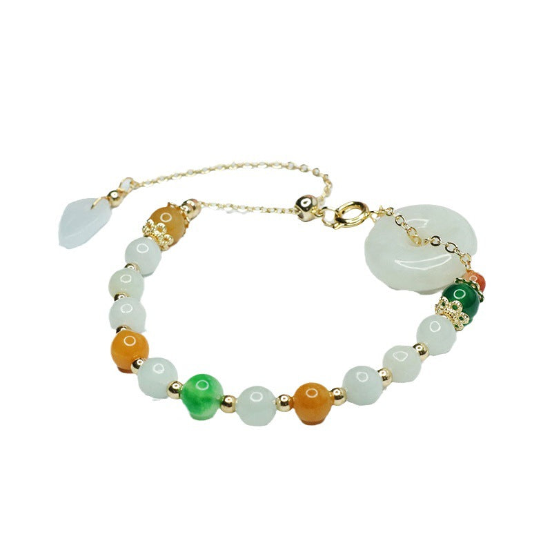 Fortune's Favor Natural Jade Sterling Silver Bracelet with Safe Buckle