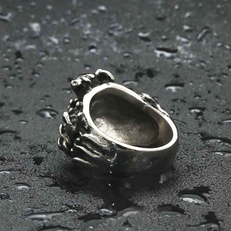 Punk-Inspired Titanium Steel Fish Wave Ring for Men - Stylish Stainless Steel Accessory, Sizes 7-13