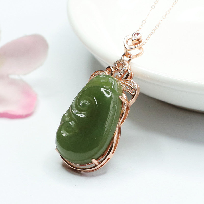 Lake Green Jade Zircon Necklace - Sterling Silver Jewelry