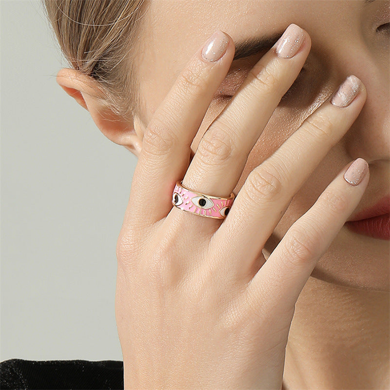 Pink Oil Drop Eye Ring - Vienna Verve Collection