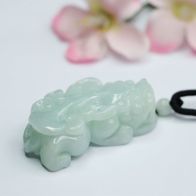 Fortune's Favor Sterling Silver Jade Pendant with Ruyi Pixiu Design