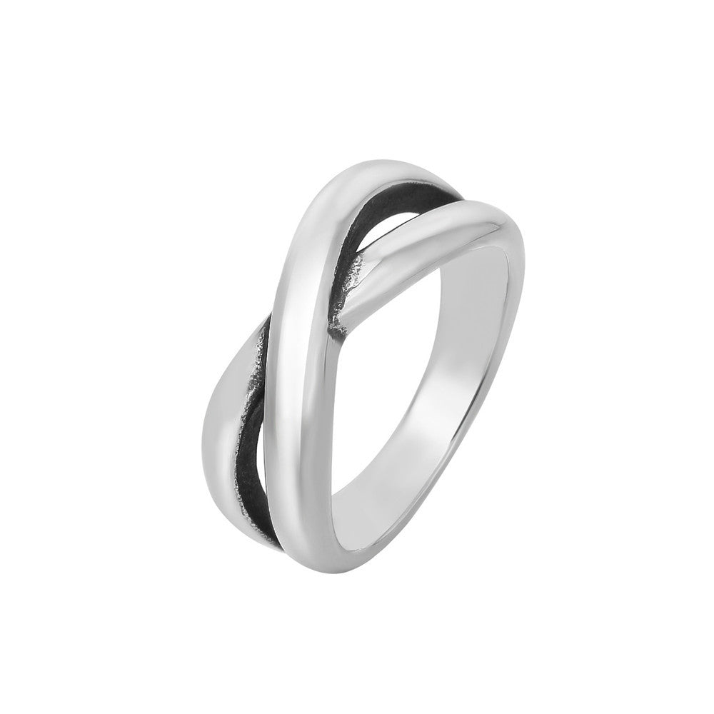 Stylish X-Cross Titanium Steel Women's Ring