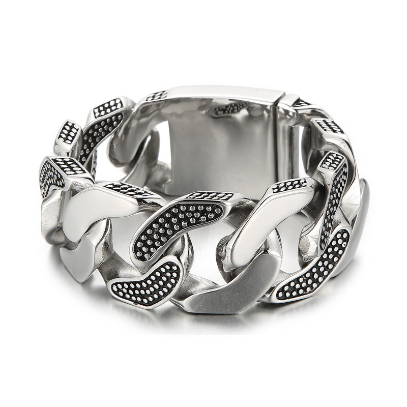 Men's Trendy Titanium Steel Bracelet with Unique Spot Pattern - 30mm Fashionable Cast Design