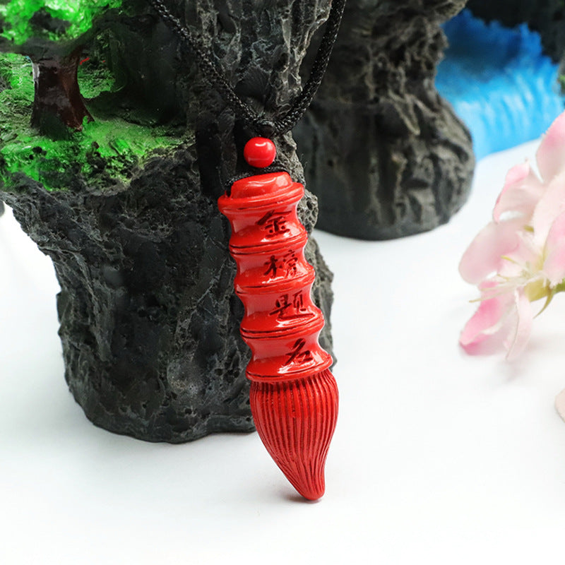 Cinnabar Brush Pendant Red Sand Gold Ranking Title Pendant