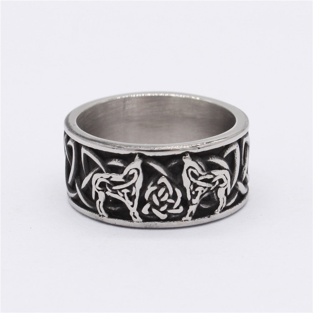 Viking Totem Celtic Pattern Titanium Steel Ring for Men